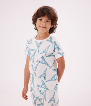 Children's Short Eiffel Tower Print Cotton Pyjamas