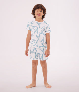 Children's Short Eiffel Tower Print Cotton Pyjamas