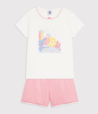 Girls' Short Cotton Pyjamas with An Ocean Design