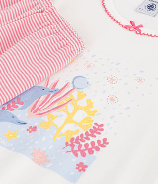 Girls' Short Cotton Pyjamas with An Ocean Design