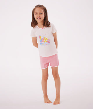 Girls' Short Cotton Pyjamas with An Ocean Design
