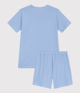 Junior Short-Sleeved Stripy Cotton Pyjamas