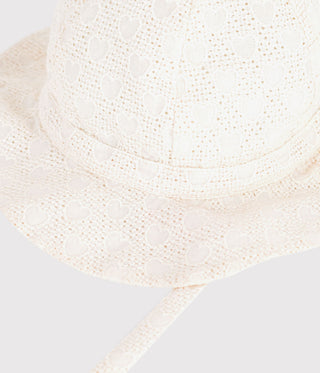 Baby Girls' Wide Brimmed Floppy Sun Hat in Poplin and Broderie Anglaise