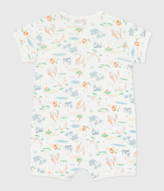 Babies' Short Animal Print Cotton Jumpsuit