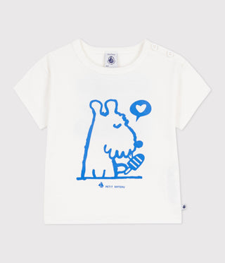 Babies' Short-Sleeved Cotton T-Shirt with A Dog Motif