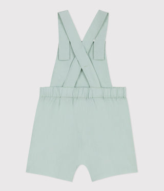 Babies' Short-Legged Plain Cotton/Linen Dungarees