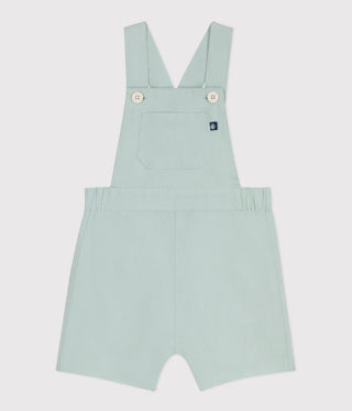 Babies' Short-Legged Plain Cotton/Linen Dungarees