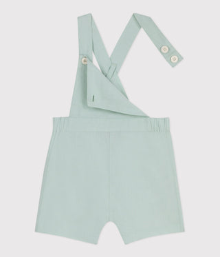 Babies' Short-Legged Plain Cotton/Linen Dungarees