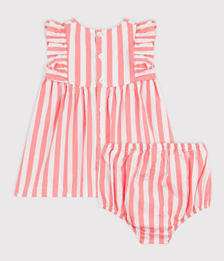 Babies' Sleeveless Cotton Dress with Stripy Bloomers