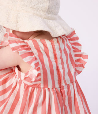 Babies' Sleeveless Cotton Dress with Stripy Bloomers