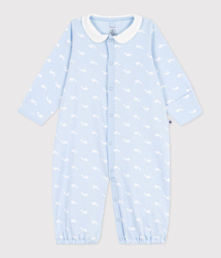 Babies' Printed Cotton Jumpsuit/Sleeping Bag with A Collar