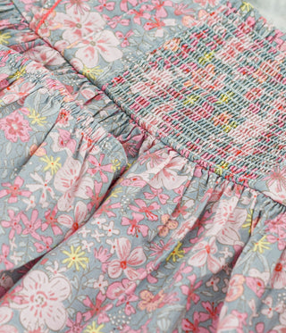 Babies' Short-Sleeved Cotton Dress and Matching Bloomers Printed with Hearts