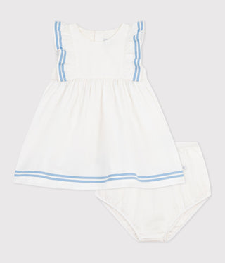 Babies' Sleeveless Plain Cotton Dress with Matching Bloomers