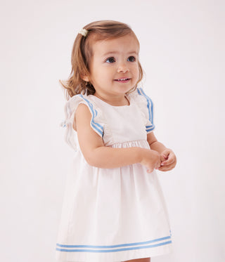 Babies' Sleeveless Plain Cotton Dress with Matching Bloomers