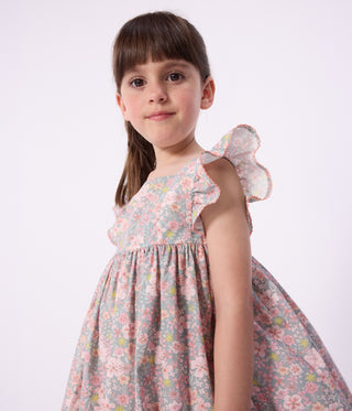 Girls' Sleeveless Floral Print Cotton Dress