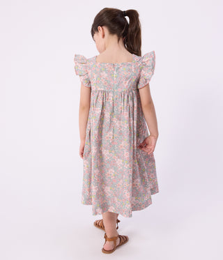 Girls' Sleeveless Floral Print Cotton Dress