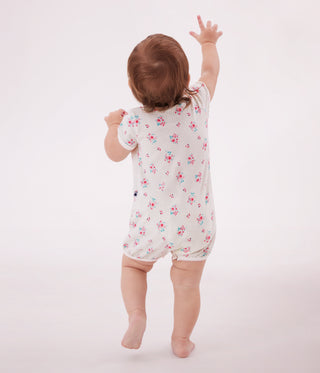 Babies' Short Floral Cotton Jumpsuit