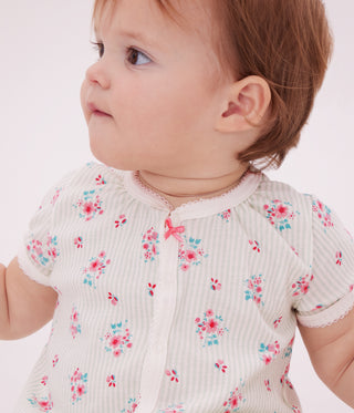 Babies' Short Floral Cotton Jumpsuit