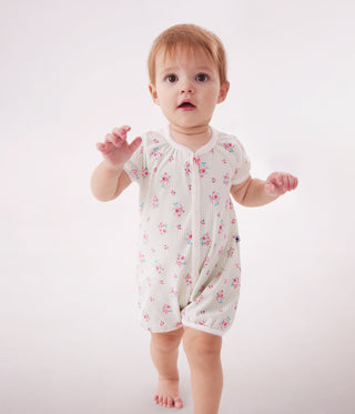Babies' Short Floral Cotton Jumpsuit