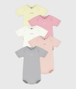 Babies' Short Sleeved Cotton Bodysuits - 5-Pack
