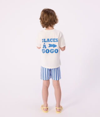 Boy's Stripy Cotton Swim Shorts