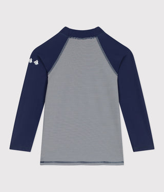 Boy's Uv-Protective Long-Sleeved Stripy Swim T-Shirt