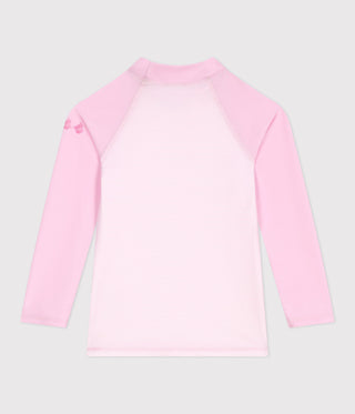 Girls' Uv-Protective Long-Sleeved Stripy Swim T-Shirt