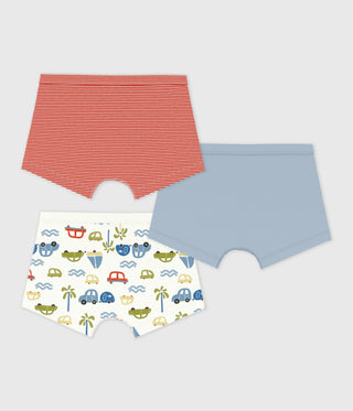 Boy's Printed Cotton Boxers with Covered Waistbands - 3-Pack