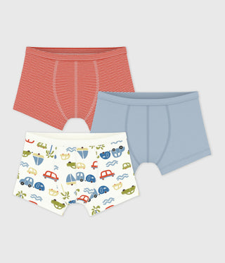 Boy's Printed Cotton Boxers with Covered Waistbands - 3-Pack