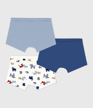 Boy's Dog Print Cotton Boxers with Covered Waistbands - 3-Pack