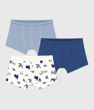 Boy's Dog Print Cotton Boxers with Covered Waistbands - 3-Pack