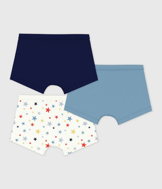 Boy's Star Print Cotton Boxers with Covered Waistbands - 3-Pack