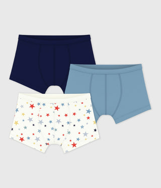 Boy's Star Print Cotton Boxers with Covered Waistbands - 3-Pack