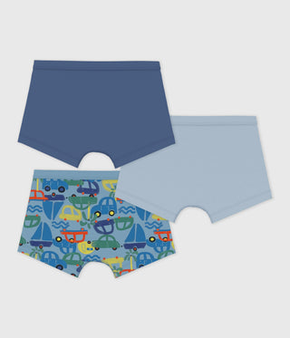 Boy's Printed Cotton Boxers with Covered Waistbands - 3-Pack
