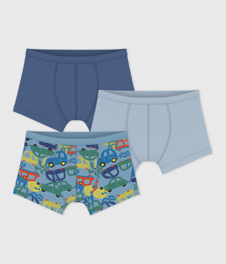 Boy's Printed Cotton Boxers with Covered Waistbands - 3-Pack