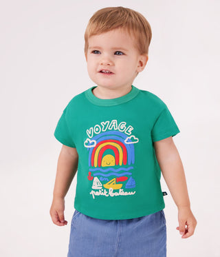 Babies' Short-Sleeved Cotton T-Shirt with A Seagull Motif