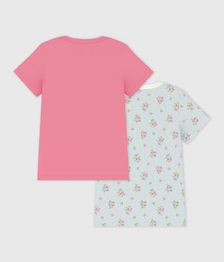 Children's Short-Sleeved Floral Print Cotton T-Shirts - 2-Pack