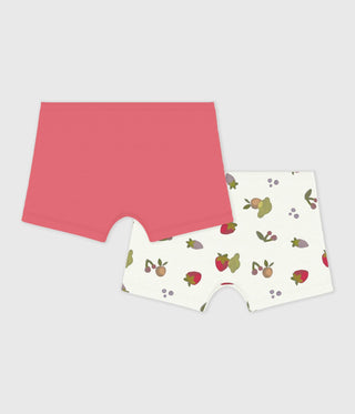 Girl's Fruit-Print Long Cotton Shorties - 2-Pack