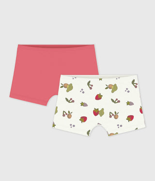 Girl's Fruit-Print Long Cotton Shorties - 2-Pack