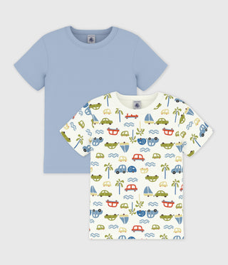 Children's Short-Sleeved Cotton T-Shirts with Cars - 2-Pack