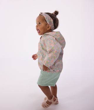 Babies' Floral Print Windbreaker with A Pinstripe Lining