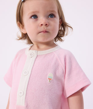 Babies' Short Plain Cotton Jumpsuit
