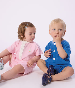 Babies' Short Plain Cotton Jumpsuit