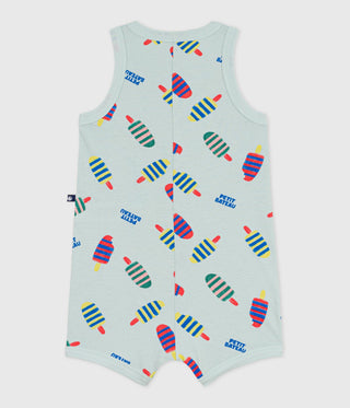 Babies' Short Cotton Playsuit with An Ice Cream Print