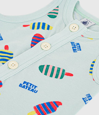 Babies' Short Cotton Playsuit with An Ice Cream Print