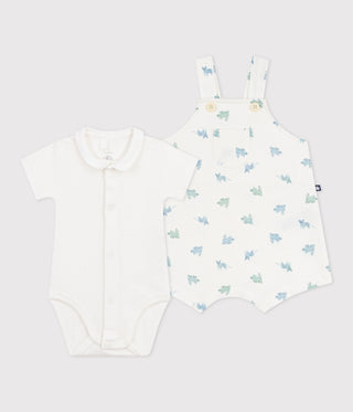 Babies' Animal Print Cotton Dungarees/Body Set