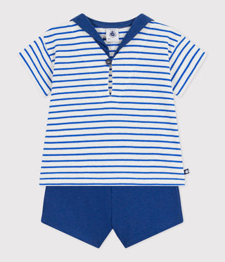 Babies' 2-Piece Cotton Outfit, The T-Shirt Top Has A Sailor Collar