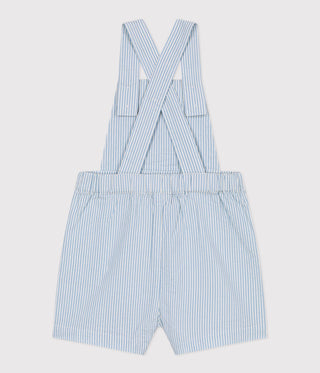 Babies' Short-Legged Stripy Cotton Dungarees