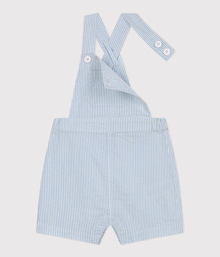 Babies' Short-Legged Stripy Cotton Dungarees