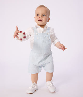 Babies' Short-Legged Stripy Cotton Dungarees